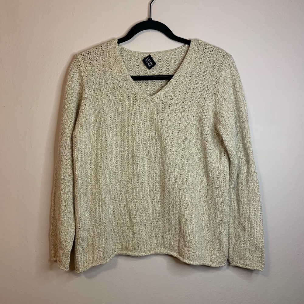 Eileen Fisher Loose Knit Cream Sweater